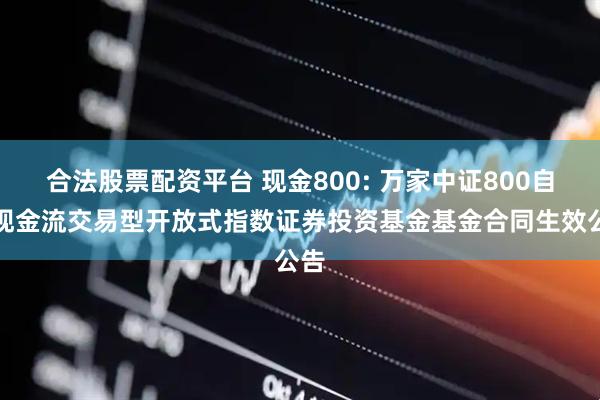 合法股票配资平台 现金800: 万家中证800自由现金流交易型开放式指数证券投资基金基金合同生效公告